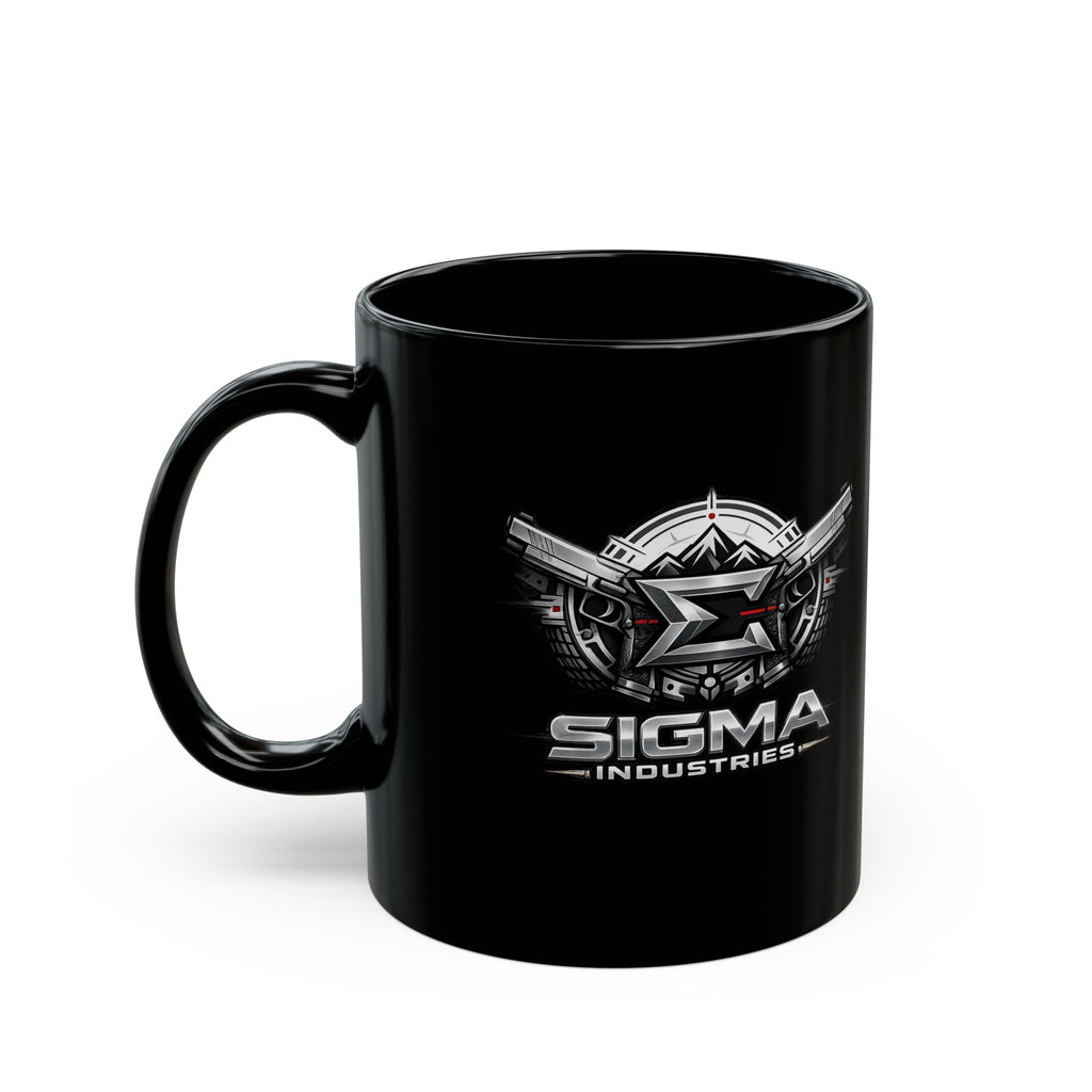 Sigma Industries Shield Black Mug – American Flag Logo Coffee Cup (11oz, 15oz)
