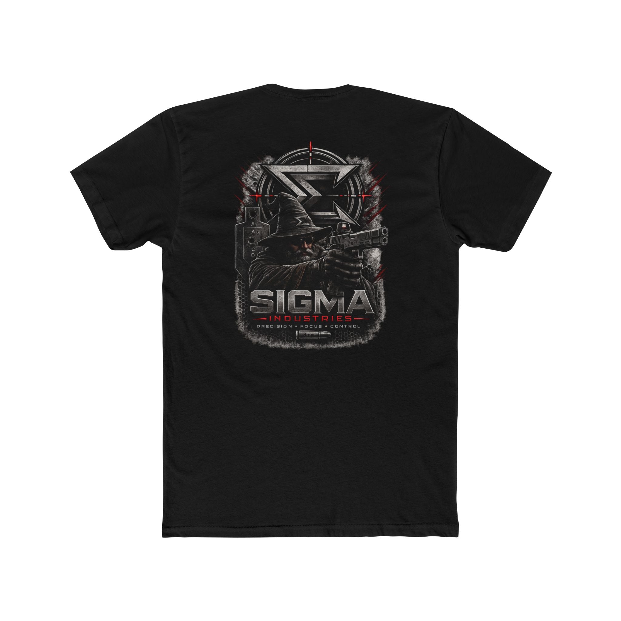 Sigma Pistol Wizard Crew Tee — Military Veteran Combat Graphic T-Shirt