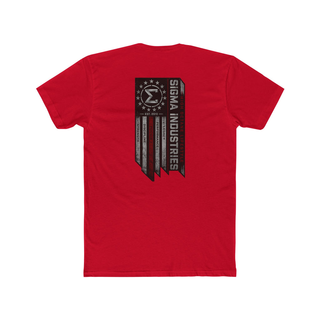 Sigma Industries Flag Logo T-Shirt — Distressed American Emblem Crew Tee