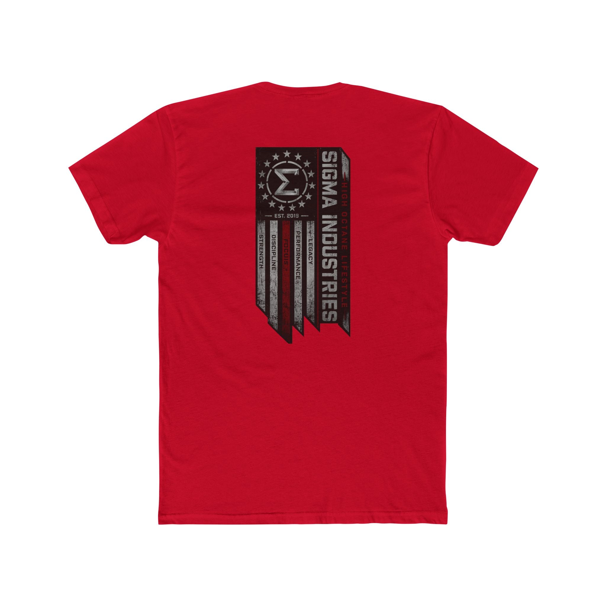Sigma Industries Flag Logo T-Shirt — Distressed American Emblem Crew Tee