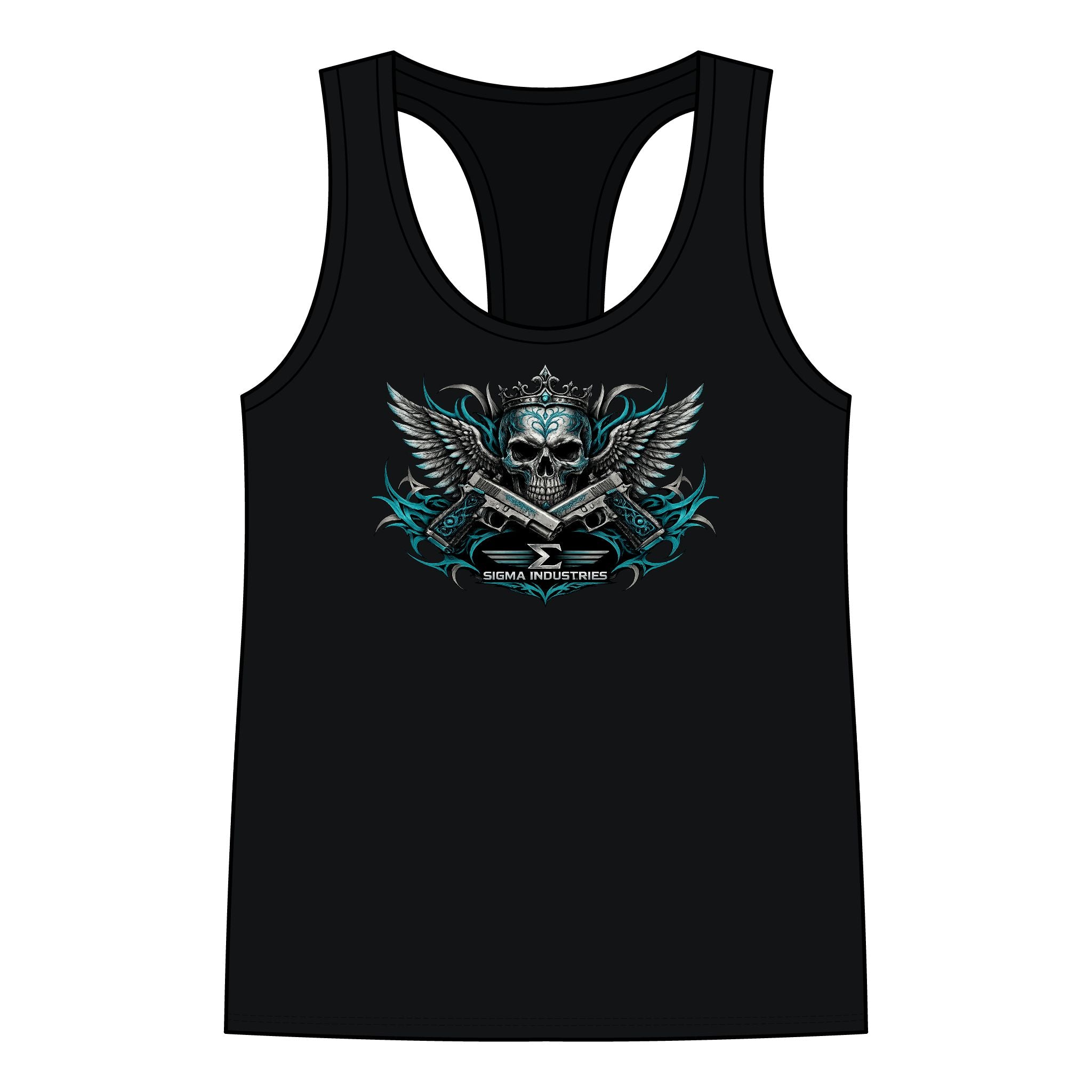 Skull & Wings Racerback Tank Top — Edgy Gothic Graphic Women's Tank