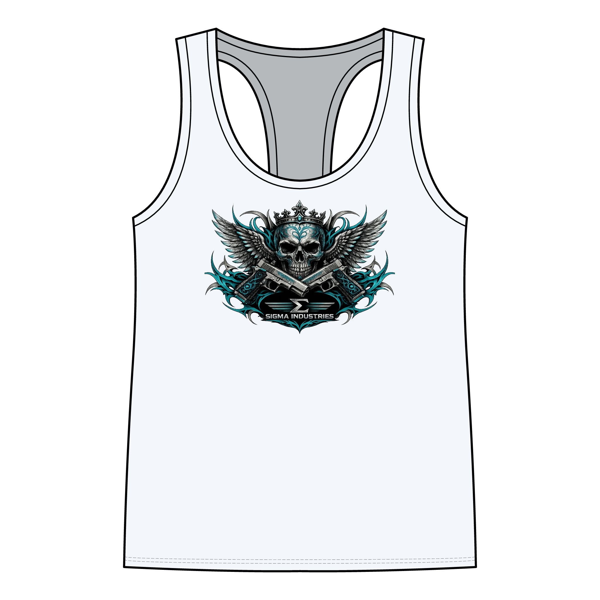 Skull & Wings Racerback Tank Top — Edgy Gothic Graphic Women's Tank