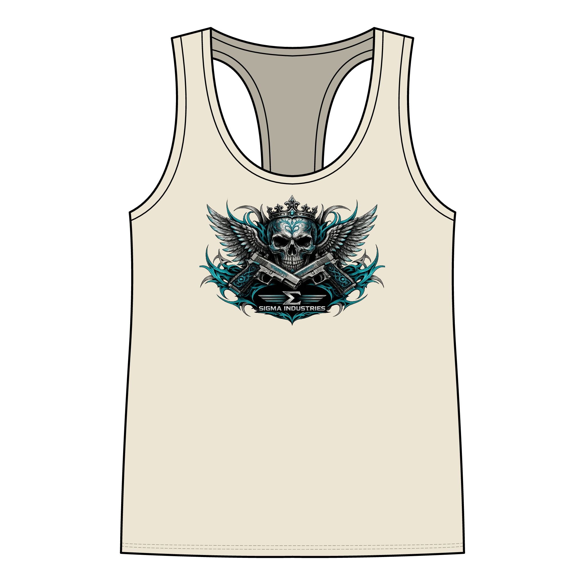 Skull & Wings Racerback Tank Top — Edgy Gothic Graphic Women's Tank