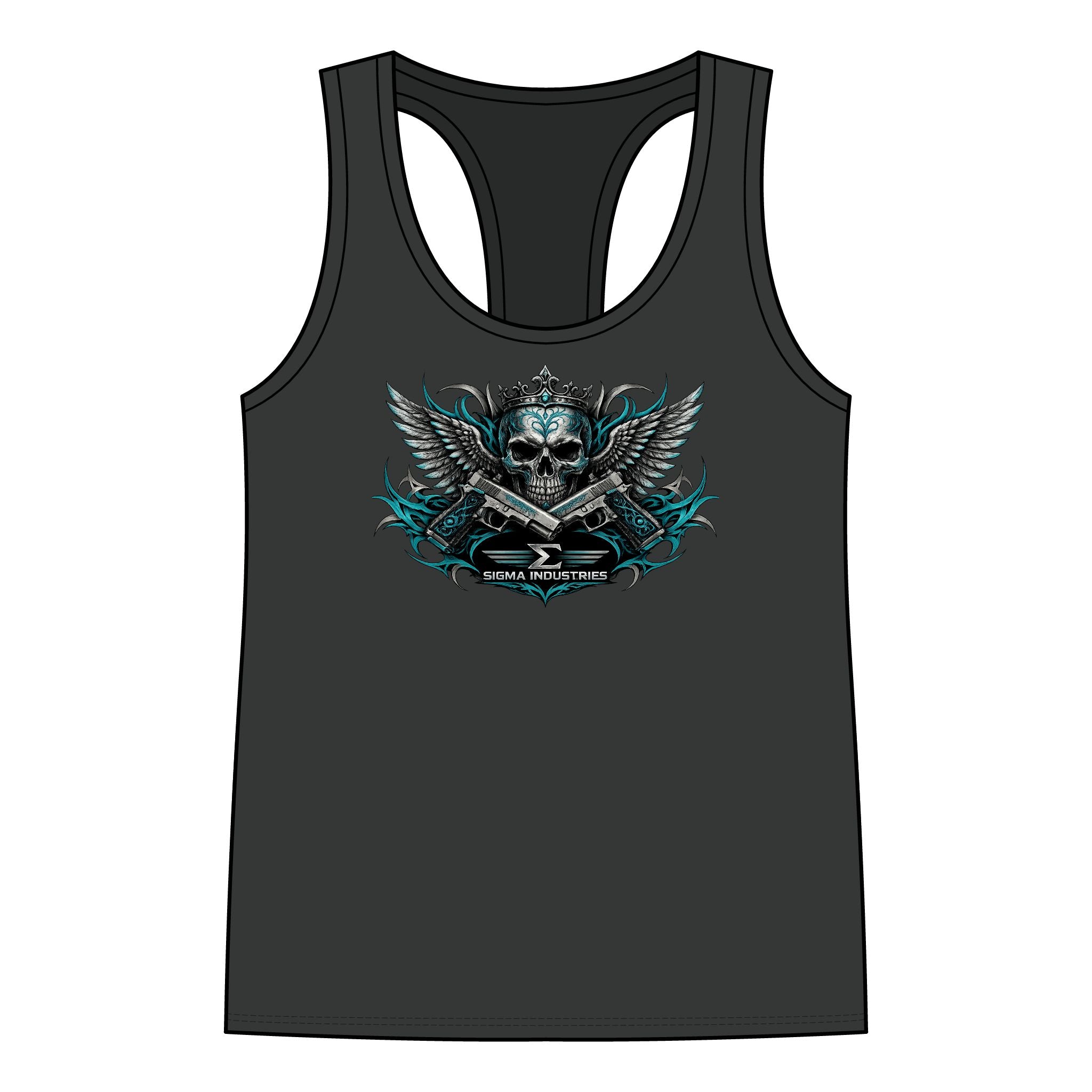 Skull & Wings Racerback Tank Top — Edgy Gothic Graphic Women's Tank