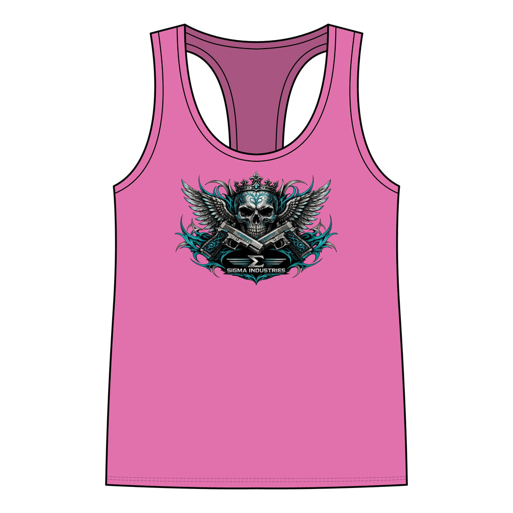 Skull & Wings Racerback Tank Top — Edgy Gothic Graphic Women's Tank