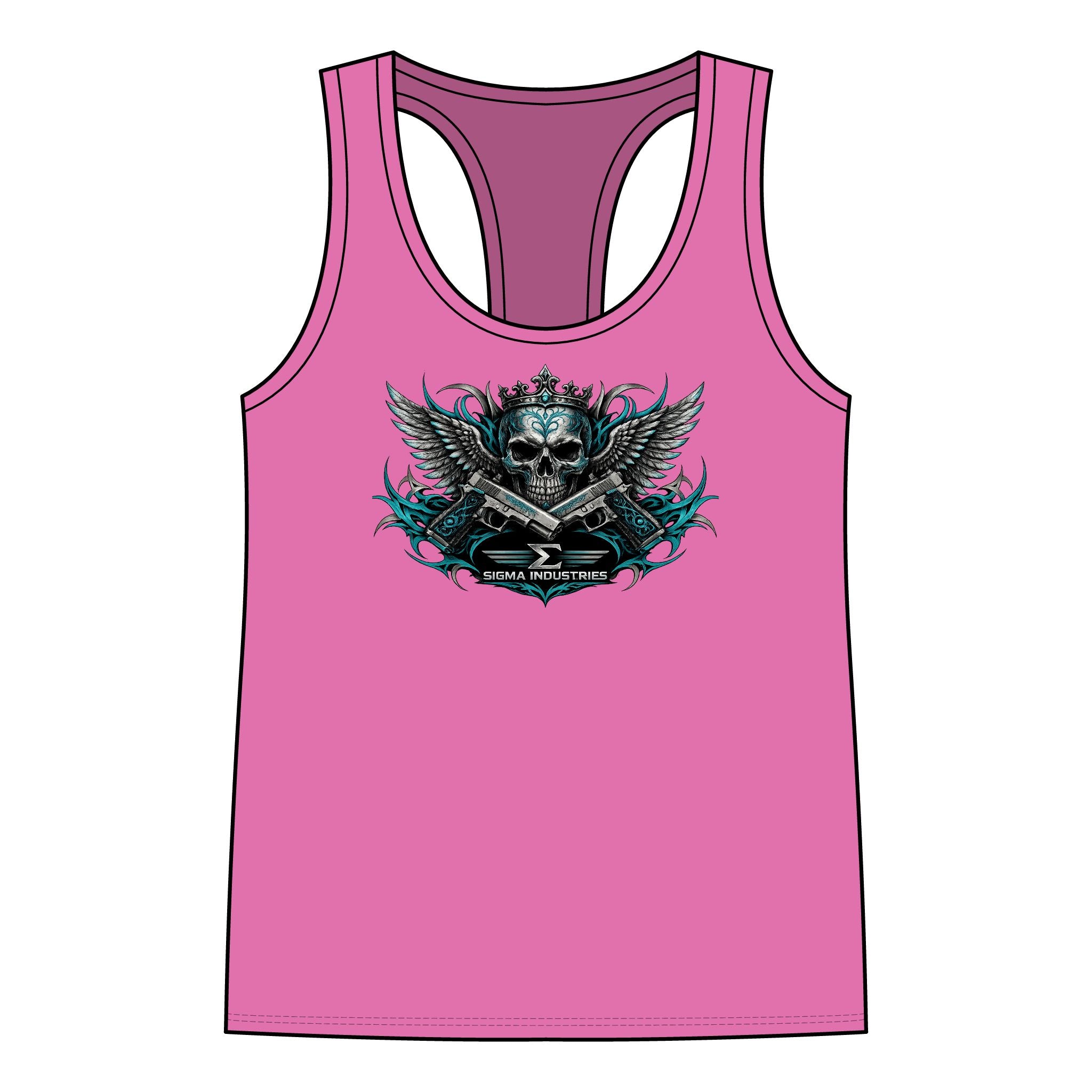 Skull & Wings Racerback Tank Top — Edgy Gothic Graphic Women's Tank