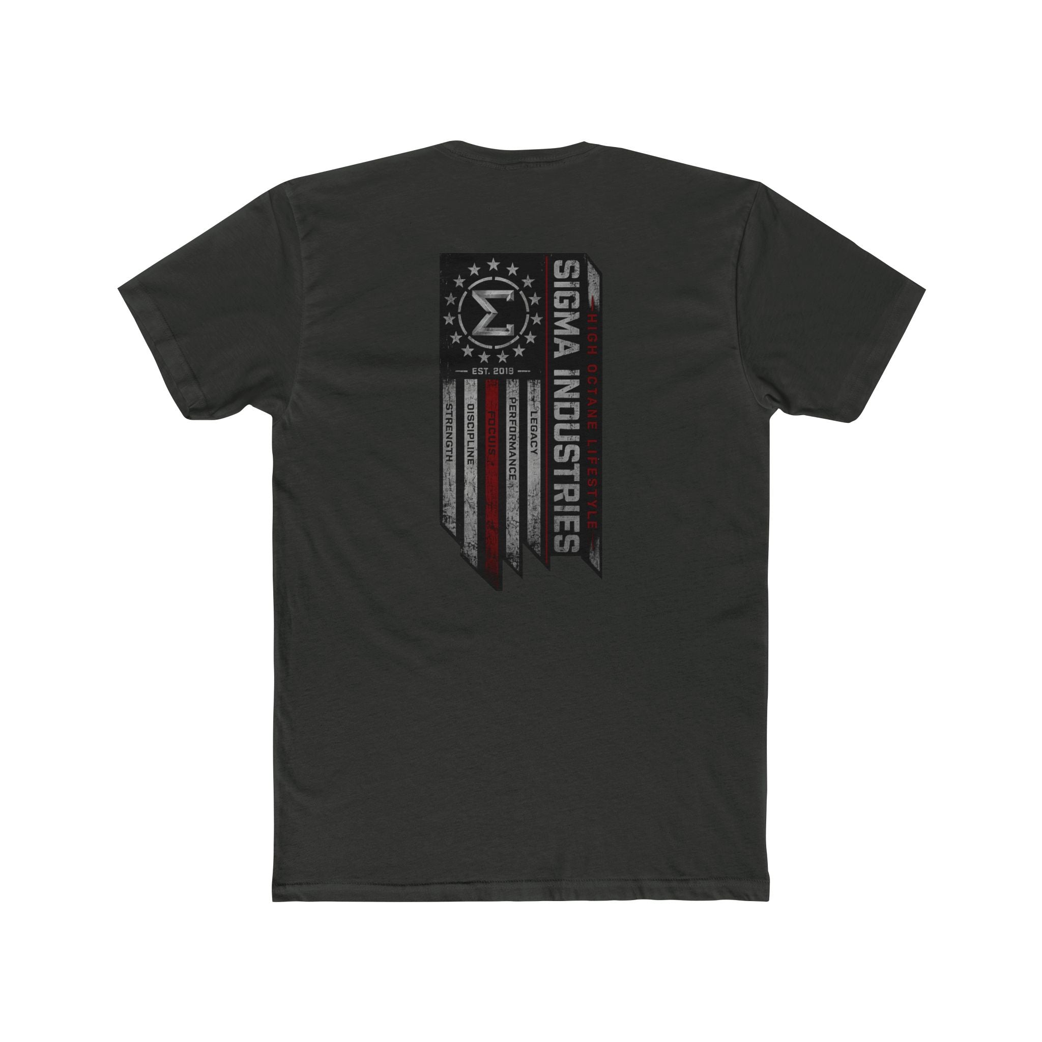 Sigma Industries Flag Logo T-Shirt — Distressed American Emblem Crew Tee