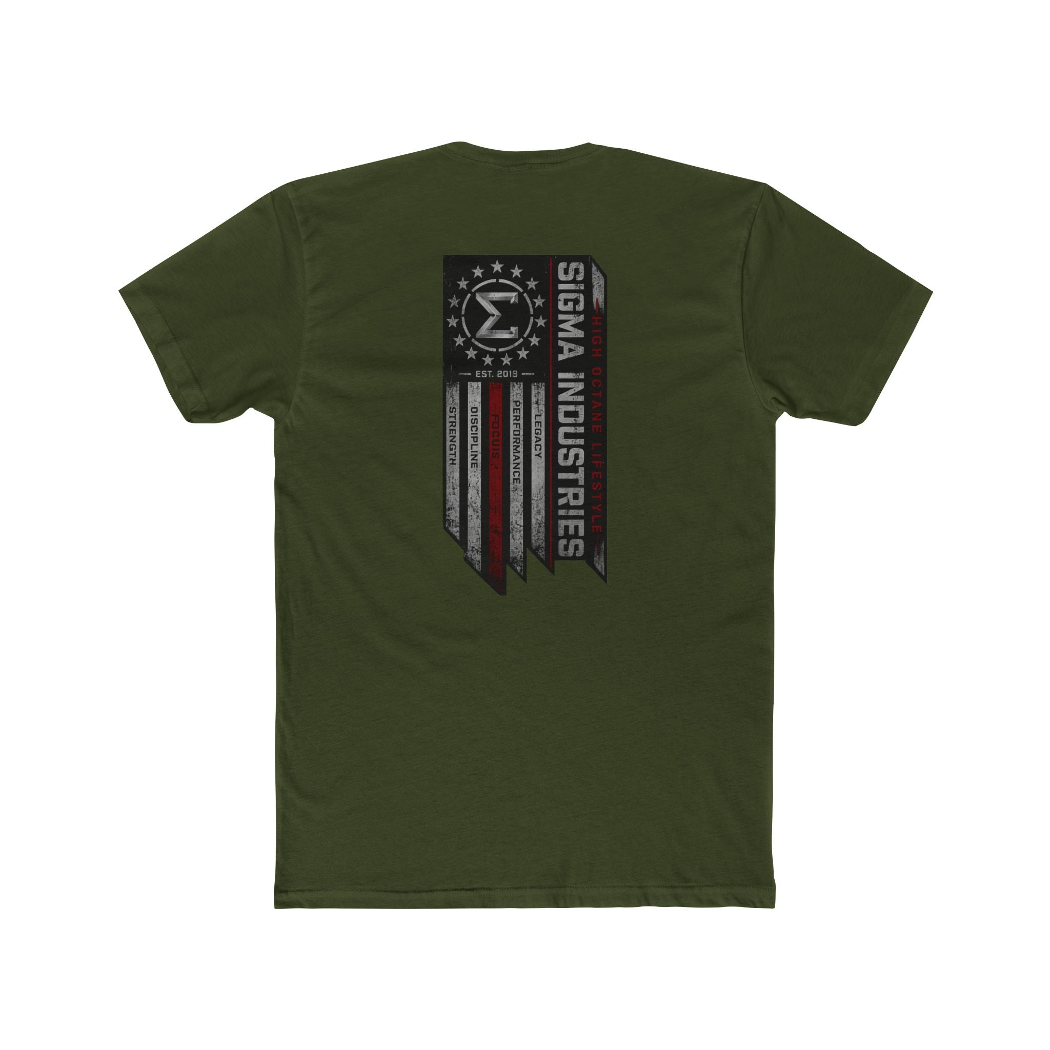 Sigma Industries Flag Logo T-Shirt — Distressed American Emblem Crew Tee