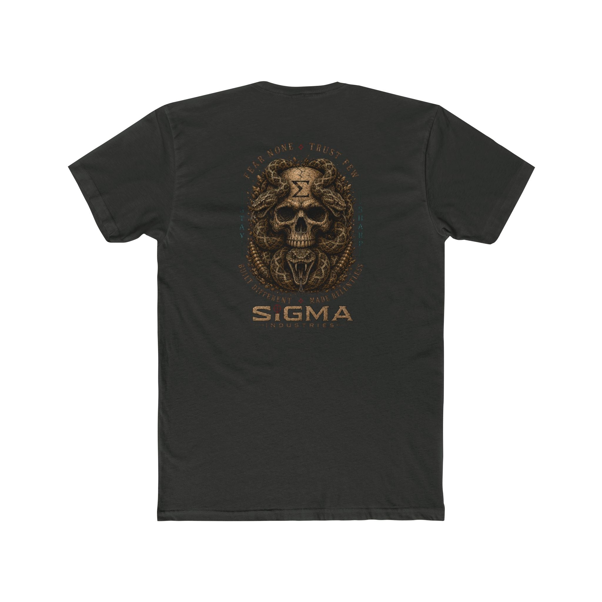 Sigma Skull and Snake Graphic Tee — Vintage Military Skull Back Print