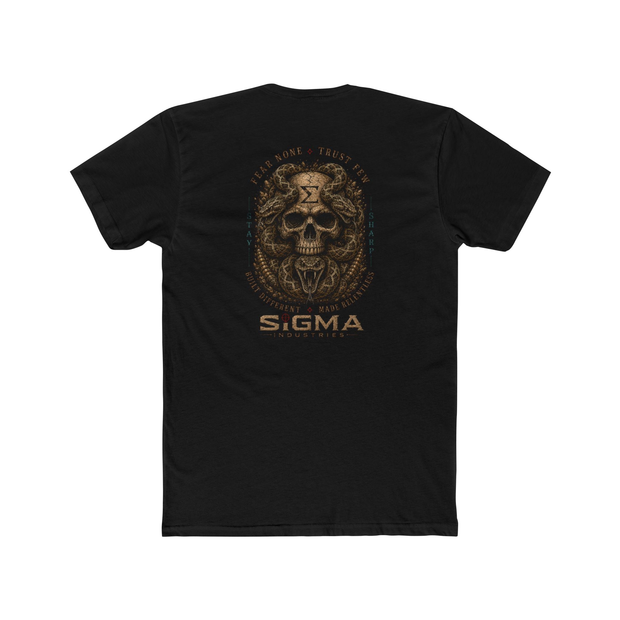 Sigma Skull and Snake Graphic Tee — Vintage Military Skull Back Print