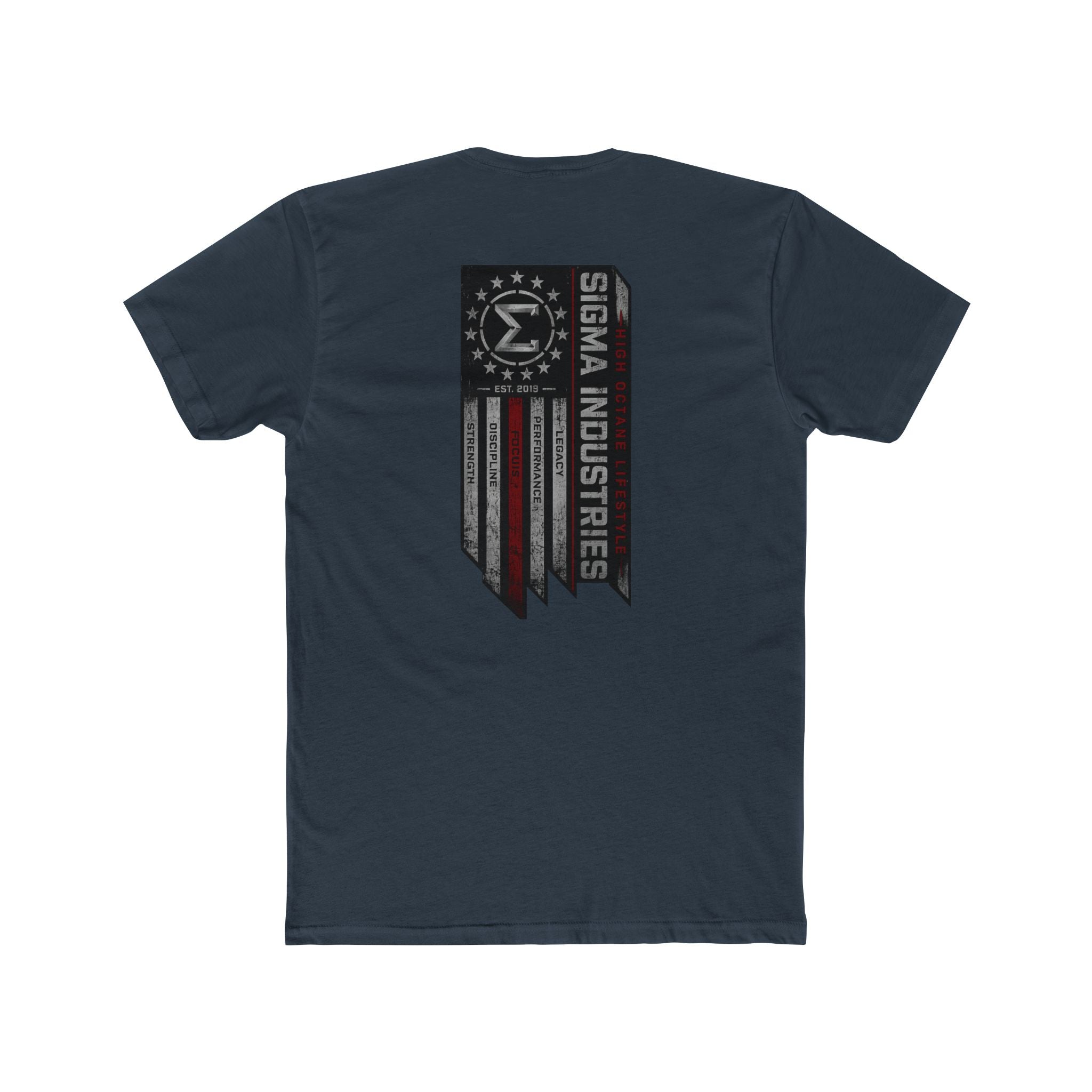 Sigma Industries Flag Logo T-Shirt — Distressed American Emblem Crew Tee