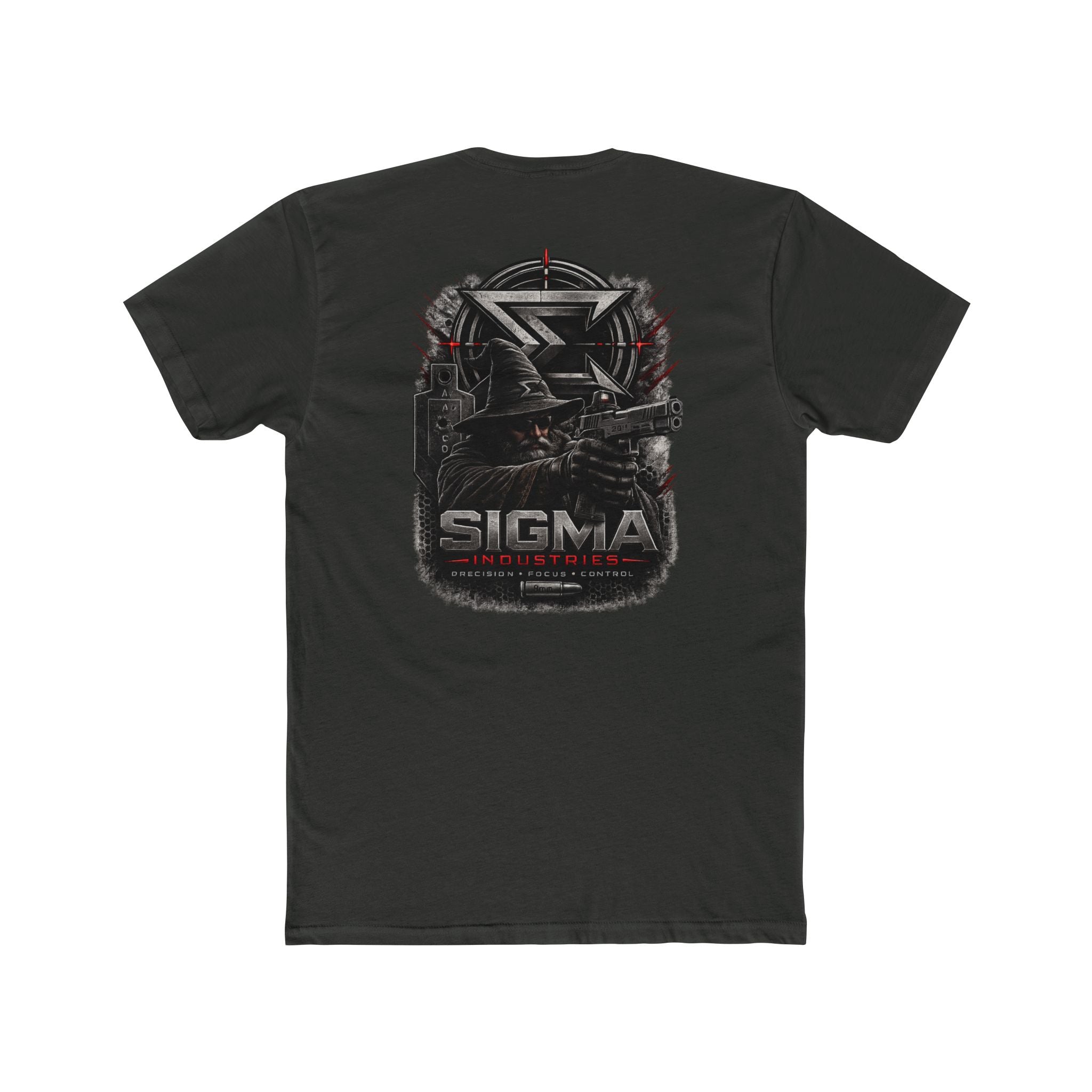 Sigma Pistol Wizard Crew Tee — Military Veteran Combat Graphic T-Shirt