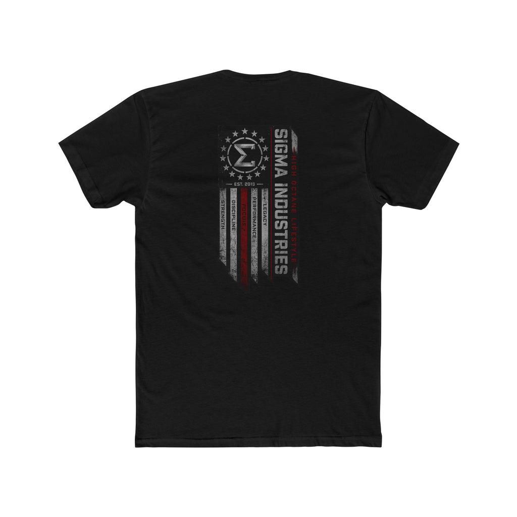 Sigma Industries Flag Logo T-Shirt — Distressed American Emblem Crew Tee