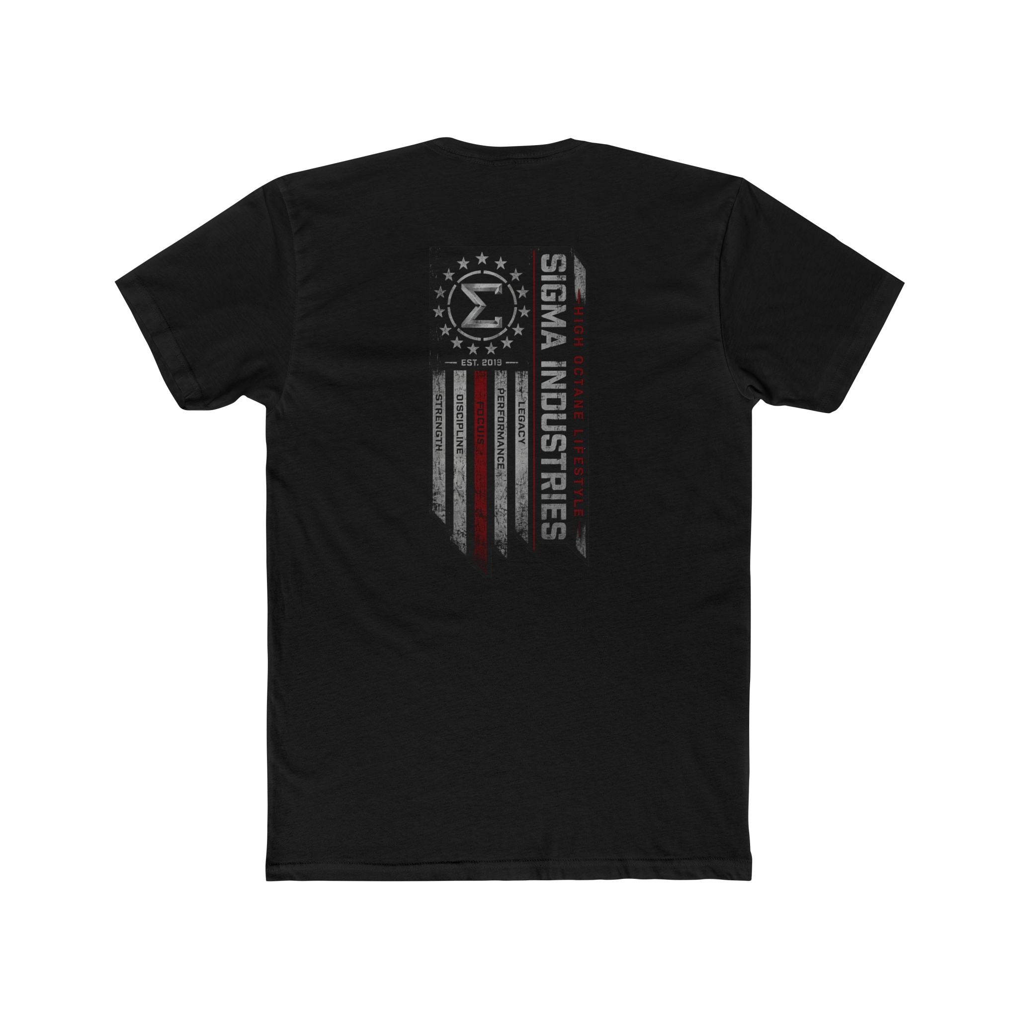 Sigma Industries Flag Logo T-Shirt — Distressed American Emblem Crew Tee