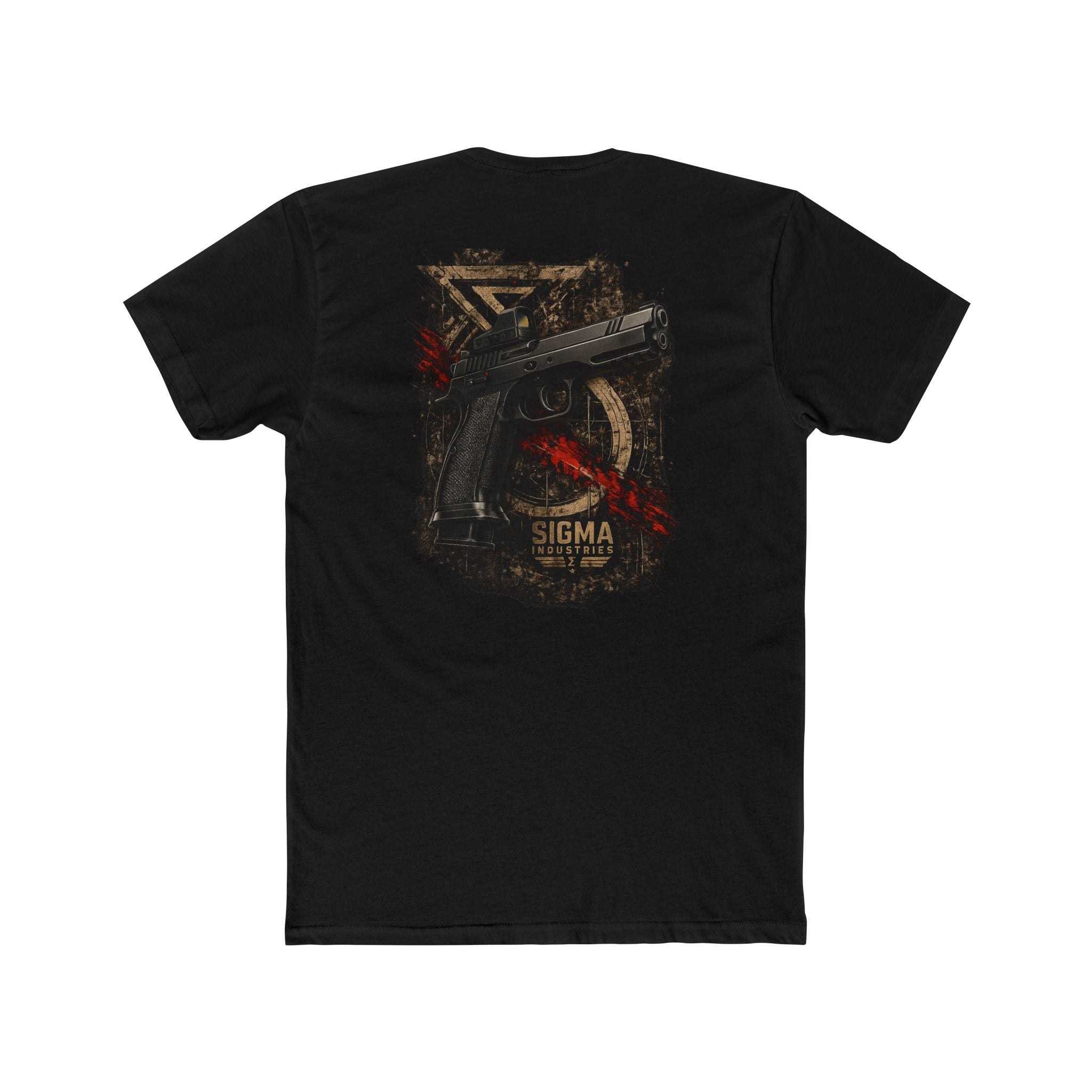 T-Shirt — Tactical Shadow Pistol Graphic Tee (Sigma Arms Back Print)